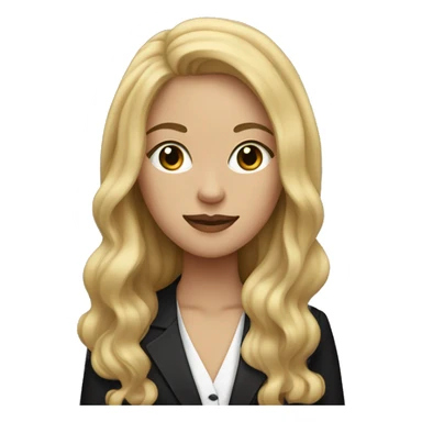 Dark blonde woman with long hair and a black tuxedo cat sticker