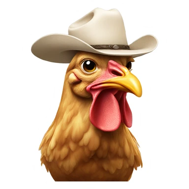 Chicken with a cowboy hat on a cow sticker