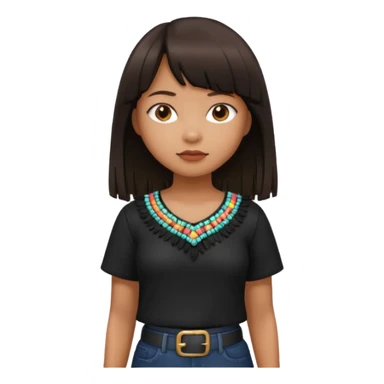 Philippino girl in black fringed shirt, with hand on hip sticker