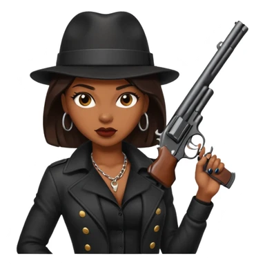 A sexy black female gangster with a gun sticker