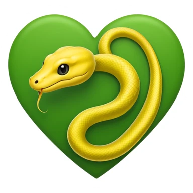 A moon within a green heart silhouetting a cute little yellow snake sticker