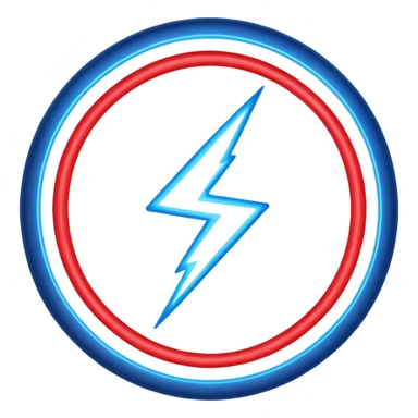 Red and blue lightening in a circle shape with effects sticker