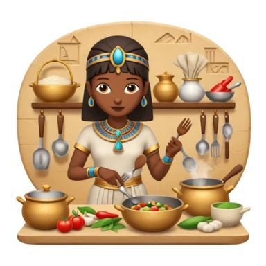 ancient Egyptian cooking scene in hieroglyphic style sticker