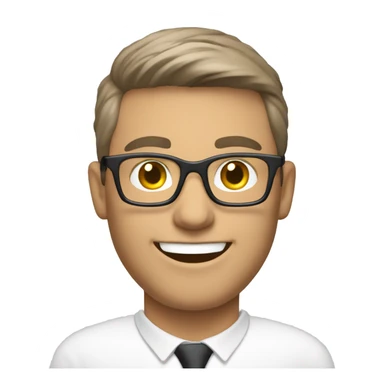 white male sales call agent wearing opticals smilling sticker