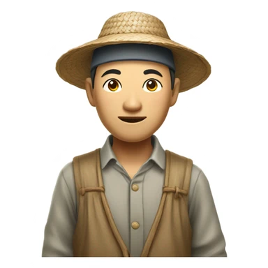 photorealistic Chinese peasant 1960s sticker