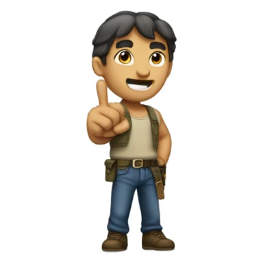 create a standing rambo who points his index finger forward sticker