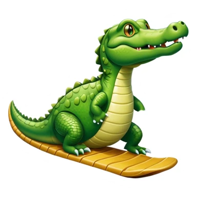 alligator sliding down snowy hill sticker
