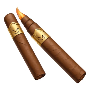 Emoji-style cigar icon, dark brown wrapper, subtle smoke, minimalistic, clean silhouette, metal details, no gold sticker