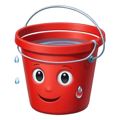 clean red bucket with holes in the side sitting on puddle of water sticker