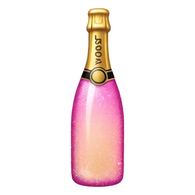 Pink ombré champagne bottle with bubbles and glitter  sticker