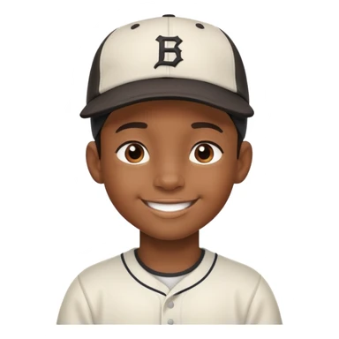 black kid with a sideways baseball cap, smiling sticker