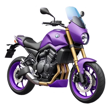 Créer un emoji copiable sur mon système iOS avec une moto mt07 noir mate / violet plus foncé que tu as et iridescent. le style de la mt07 doit être en roadster. sticker