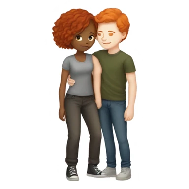 Short haired boy and redheaded girl long hair cuddling  sticker