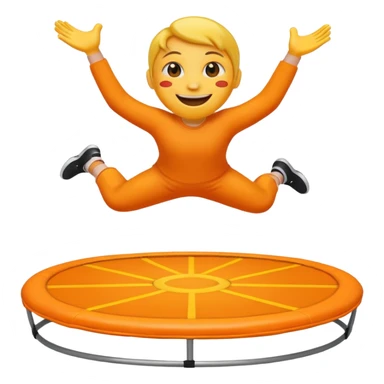 an emoji jumping on a orange trampoline sticker
