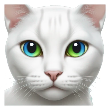 White cat with heterocromia, one eye color blue and the other eye color green sticker