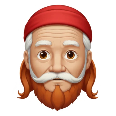 very old, white bearded and white mustached, red long haired, wearing ear accessories sticker