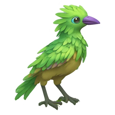 Colorful earthly muddy fresh Cool Cute Fantasy legendary swampy tree-jungle-bird plant-grass-type-Dendro-avian Fakemon full body sticker