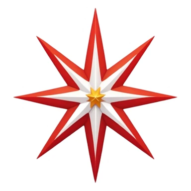 a twelve point star with slightly rounded borders, red and white stroke sticker