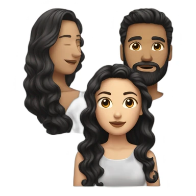 White-man-with-a-smooth-black-hair-cut-fade-and-a-black-beard-kissing-a-white-woman-with-long-brown-waved-hair sticker