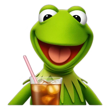 Kermit la grenouille qui boit un ice tea sticker