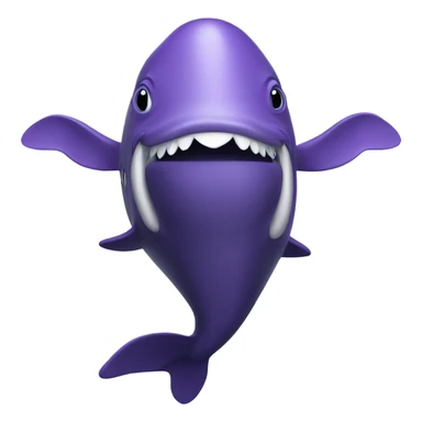purple whale swimming with open mouth sticker