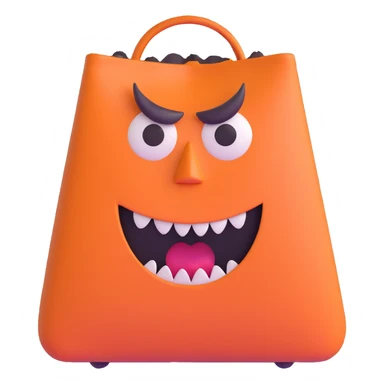 terrifying bag with monstrous face and creepy expression sticker
