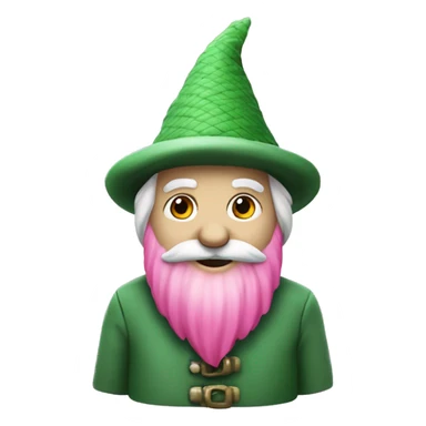 a green gnome with a white beard a fullbody green cilinder hat and a landing pink net in the left hand sticker