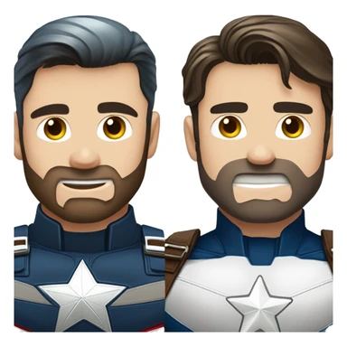 captain america and bucky barnes face emoji side by side, not mixed, captian america face shoud be with mask and without beard sticker