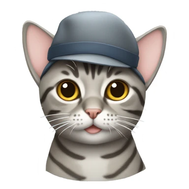 grey tabby cat wearing a propeller hat  sticker