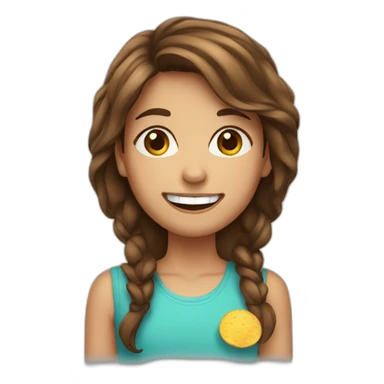 a girl with brown hair with chips instead of front tooth sticker