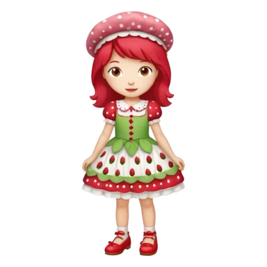 pretty and cute modern day strawberry shortcake full body with red shoes emoji sticker