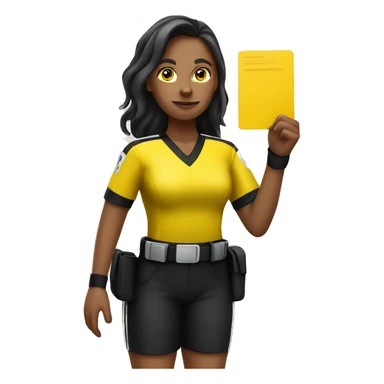 female referee holding yellow card sticker