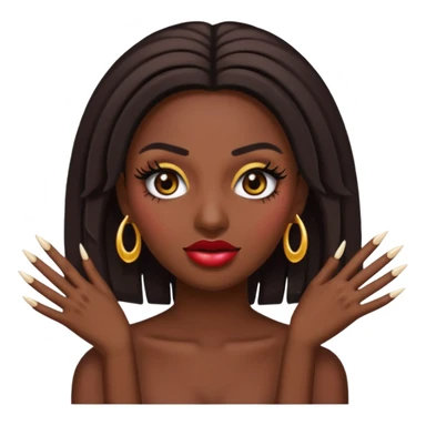Baddie emoji with fake lashes and nails sticker