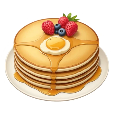 fluffy California-style pancake with fresh fruit and a sunny vibe sticker