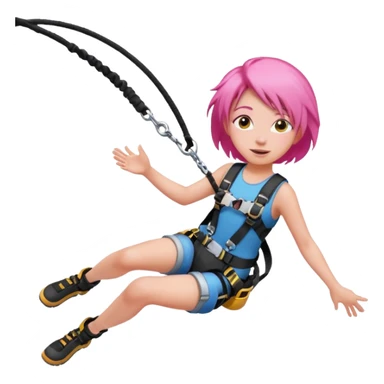 bungee jumping face with earrings pink hair flying away bungee jumo sticker