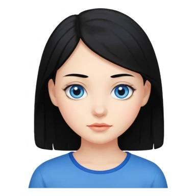 Emoji chica pelo negro ojos azules  sticker
