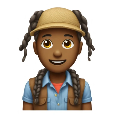 boy with twin braids hat sticker
