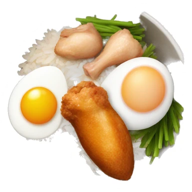 rice bowl with two eggs and two chicken drumstick sticker