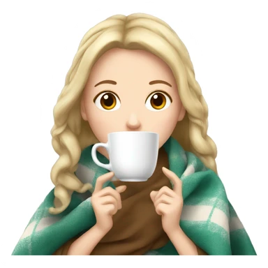 White Girl drinking tea with blanket on sticker