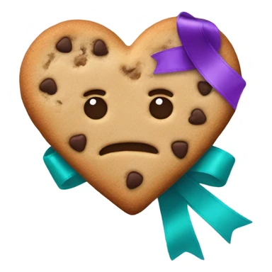 Cookie heart with teal purple awareness ribbon sticker