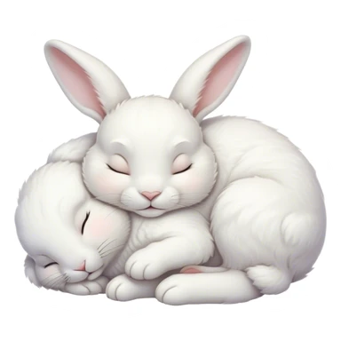 Meme-Worthy Cute Sleeping White Rabbit Portrait Emoji, Head resting peacefully with a contented smile, showcasing a delightfully compact build and a luxuriously soft pure white fur, eyes shut in a serene nap, Simplified yet hilariously adorable features, highly detailed, glowing with a soft, drowsy light, high shine, relaxed and utterly lovable, stylized with an air of playful laziness, bright and heartwarming, soft glowing outline, capturing the essence of a comically sleepy bunny, so meme-worthy it feels like it could instantly become the next viral sensation of adorable slumber! sticker
