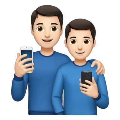 happy man hold a phone with your hand, showing a camera app open and another hand hold a phone without camera app open sticker