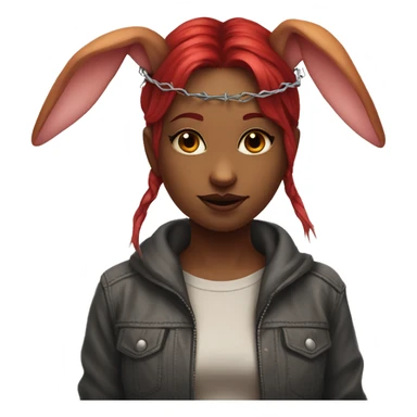 Red skinned bunny girl with horns and a barbed wire halo sticker