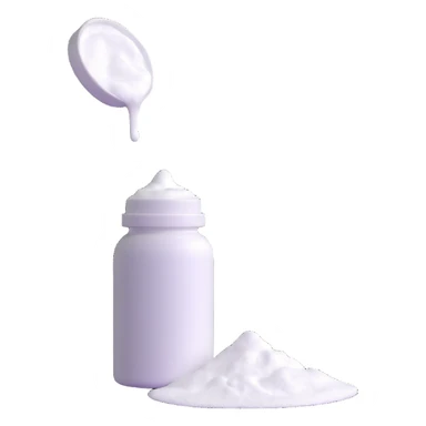 baby powder bottle with puff of white powder sticker
