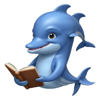 dolphin reading a book sticker
