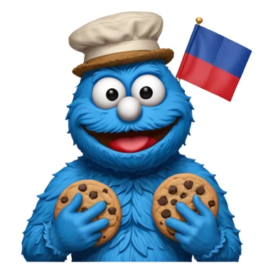 cookie monster bust, with french flag, only one flag, no hat, with cookie in hand sticker