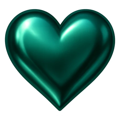 heart with a metallic emerald finish, digital illustration sticker