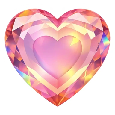 Heart cut pink fire opal gemstone with holographic rainbow plays of fire and brilliance sticker