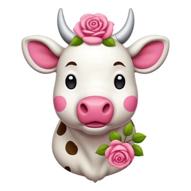 hazme una vaca con manchas rosas estilo cartoon en 2D sticker