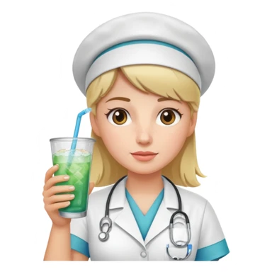 nurse holding iced drink sticker